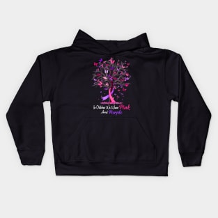 Domestic Violence Breast Cancer Awareness Month Ribbon Tree Kids Hoodie